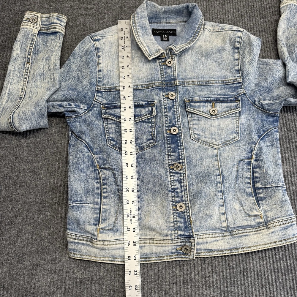 Tinseltown Denim Couture Acid Wash Trucker Jean Jacket Womens Medium Blue Cotton - Picture 8 of 13